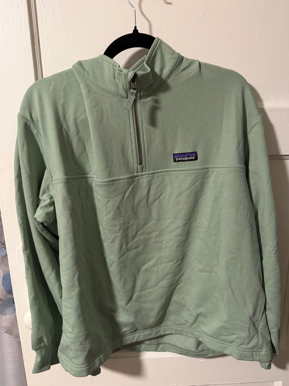 Patagonia Women’s Ellwood Green Ahnya 1/4 Pullover Brushed Terry Fleece Pockets